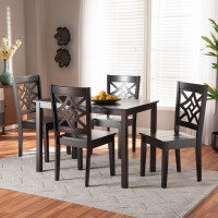 Baxton Studio RH340C-Dark Brown-5PC Dining Set Baxton Studio Nicolette Modern and Contemporary Dark Brown Finished Wood